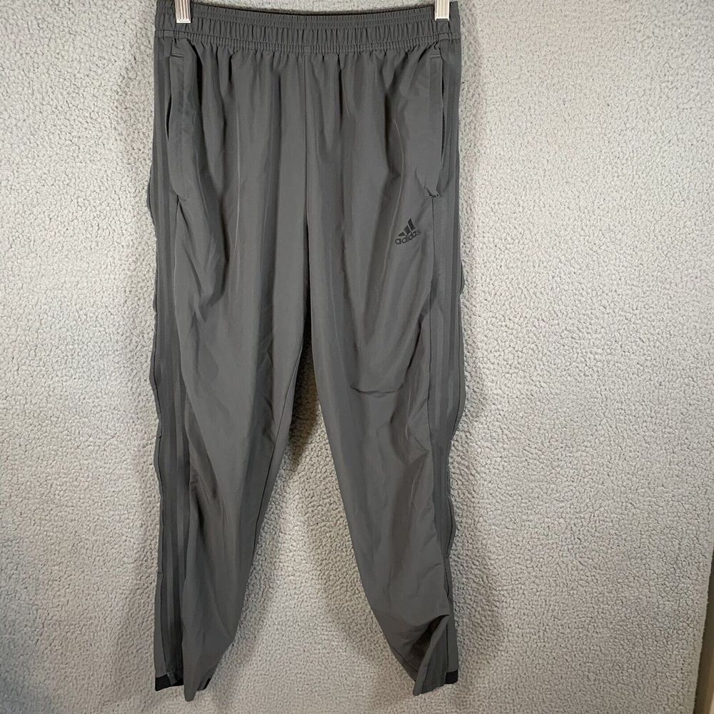 Adidas Pants Youth Size XL Grey Elastic Waist Athletic Polyester Stretch
